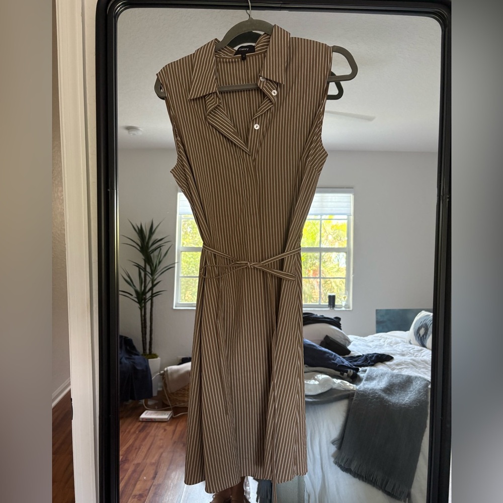Theory Brown Striped Midi Dress